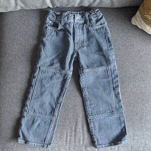 HEY GANG railroad Striped Blue and White denim with knee patches